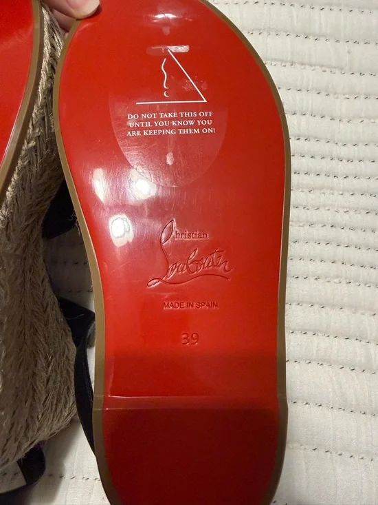 NWOT Christian Louboutin Wedge Espadrille Sandals with Ankle Strap - Picture 13 of 14